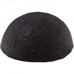 Губка (мочалка) для жирной кожи лица полушар - черная (бамбуковая зола) Sponge Face half ball black